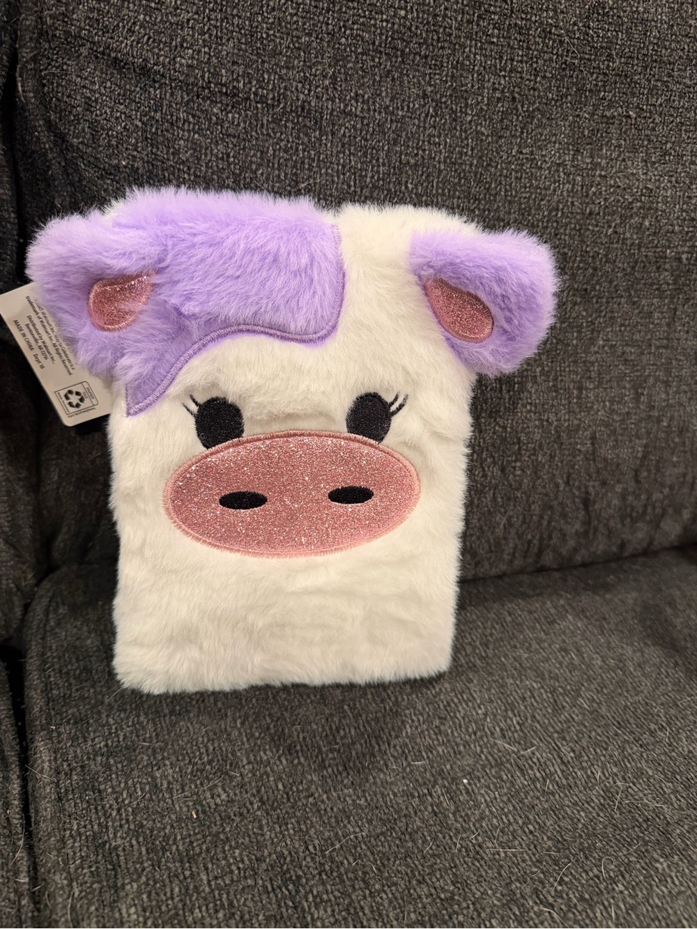 Plush Purple & White Piggy Notebook